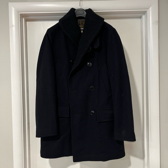 J.Crew Wallace and Barnes Faux Shearling Trimmed Wool Peacoat S - Picture 3 of 6